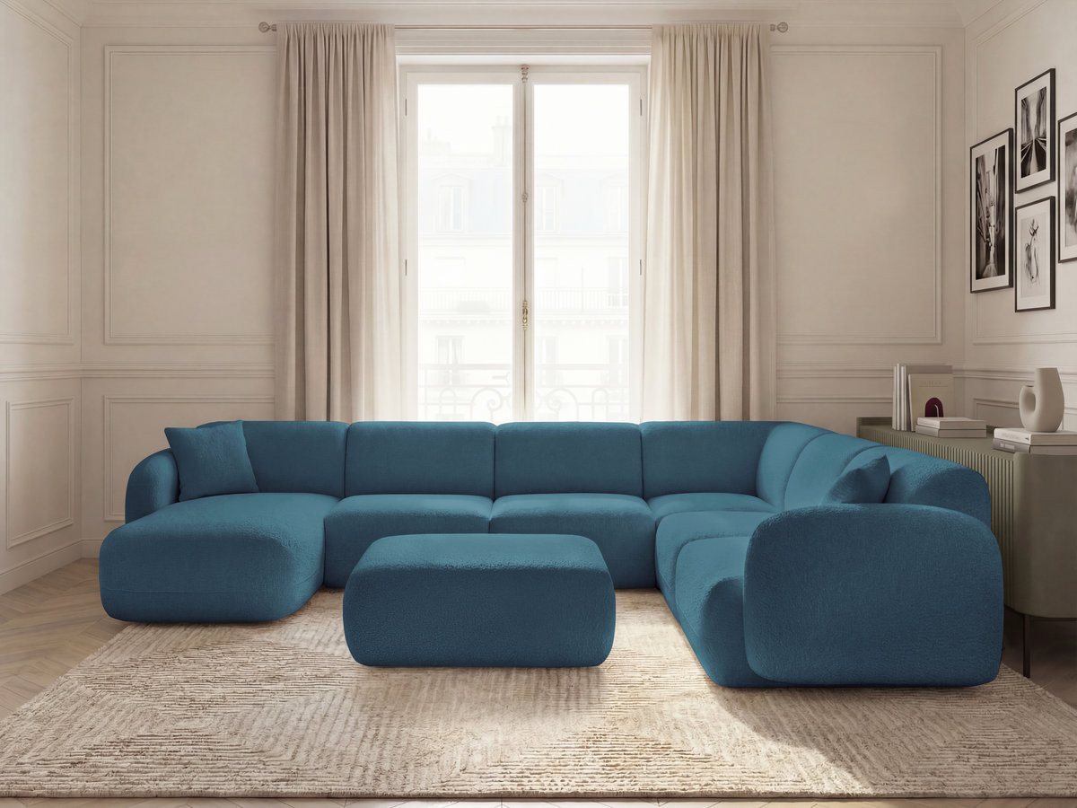 ANDA modulaire vaste panoramabank met 4 fauteuils, 1 chaise longue, 1 hoekelement en 1 poef.