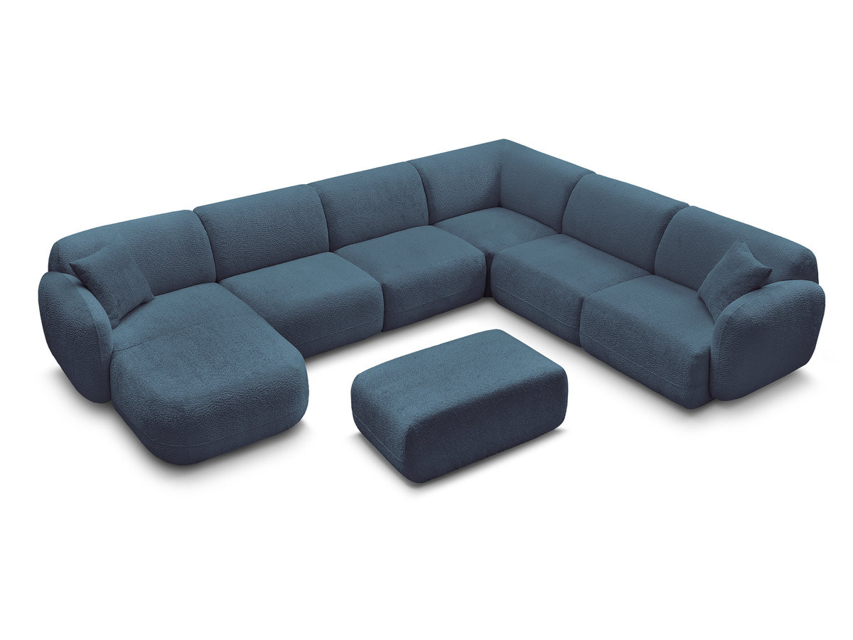 ANDA modulaire vaste panoramabank met 4 fauteuils, 1 chaise longue, 1 hoekelement en 1 poef.