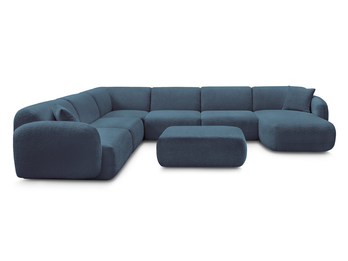 Canapé panoramique fixe modulable ANDA avec 4 chauffeuses, 1 méridienne, 1 angle et 1 pouf