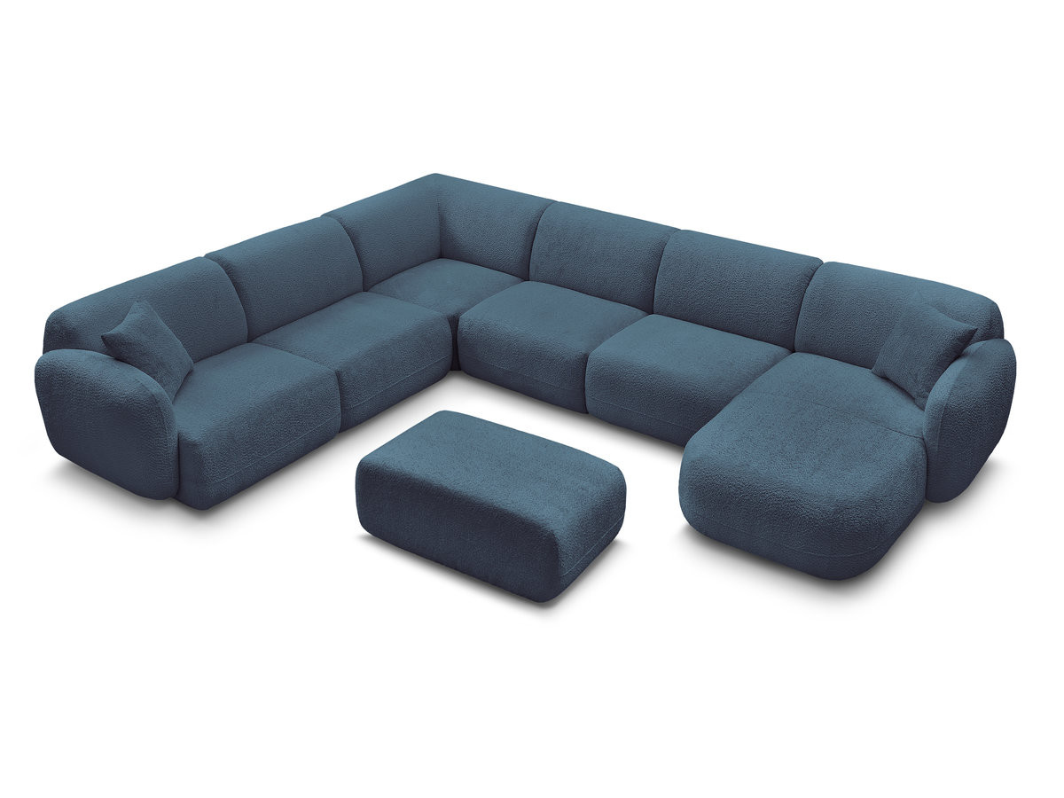 Canapé panoramique fixe modulable ANDA avec 4 chauffeuses, 1 méridienne, 1 angle et 1 pouf
