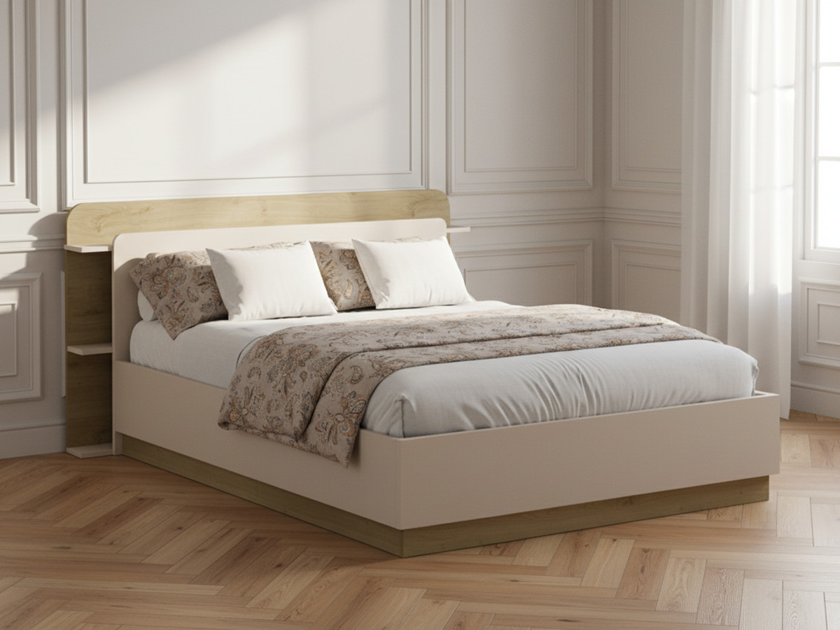 LILA opbergbed met eiken en crème effect