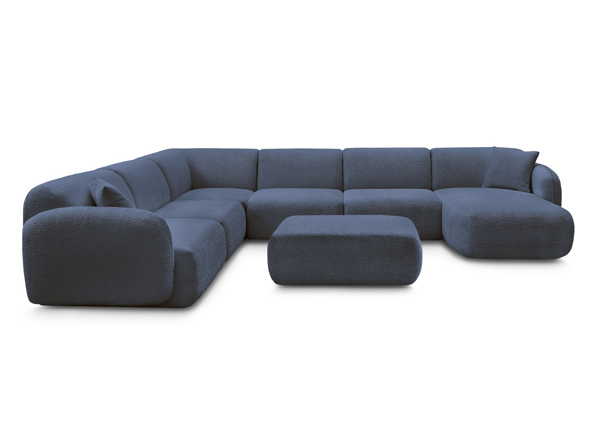 Canapé panoramique fixe modulable ANDA avec 4 chauffeuses, 1 méridienne, 1 angle et 1 pouf