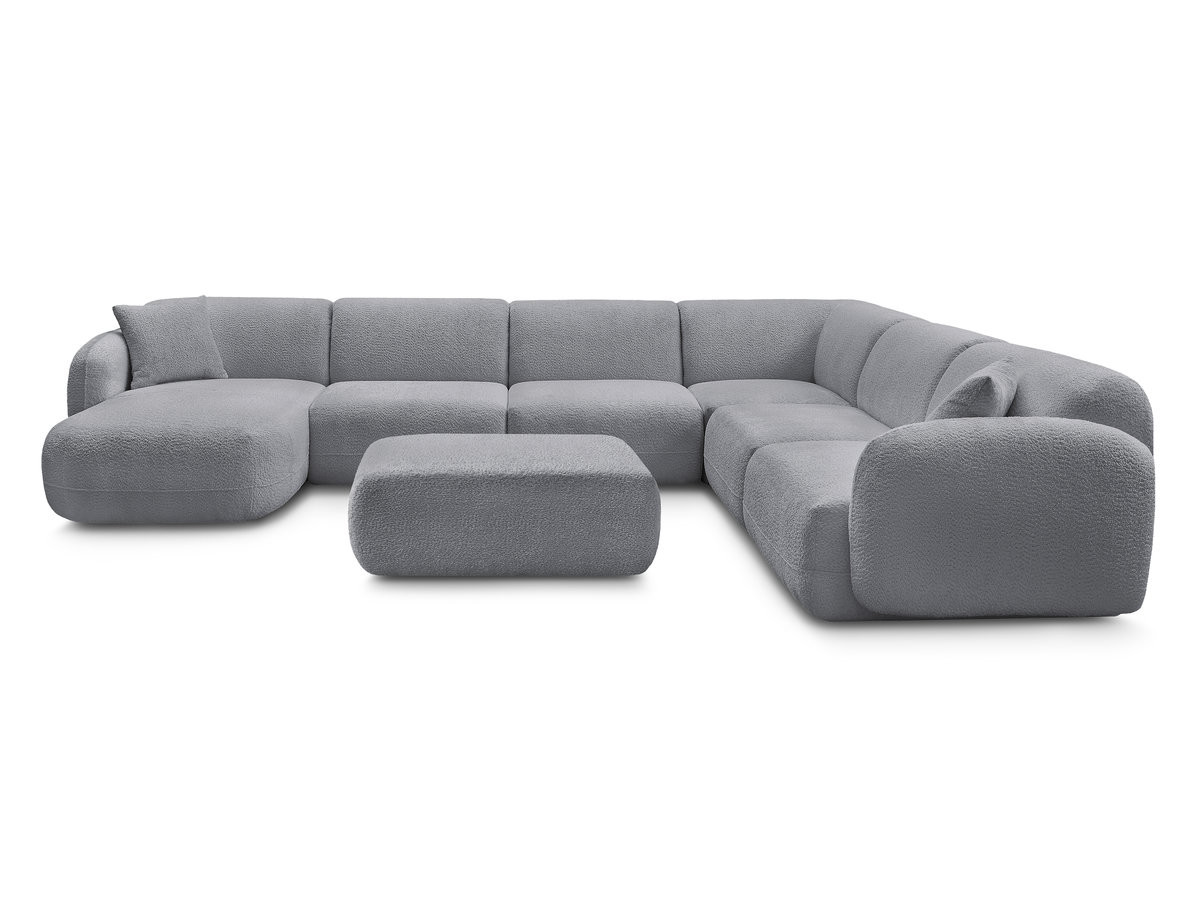 Canapé panoramique fixe modulable ANDA avec 4 chauffeuses, 1 méridienne, 1 angle et 1 pouf