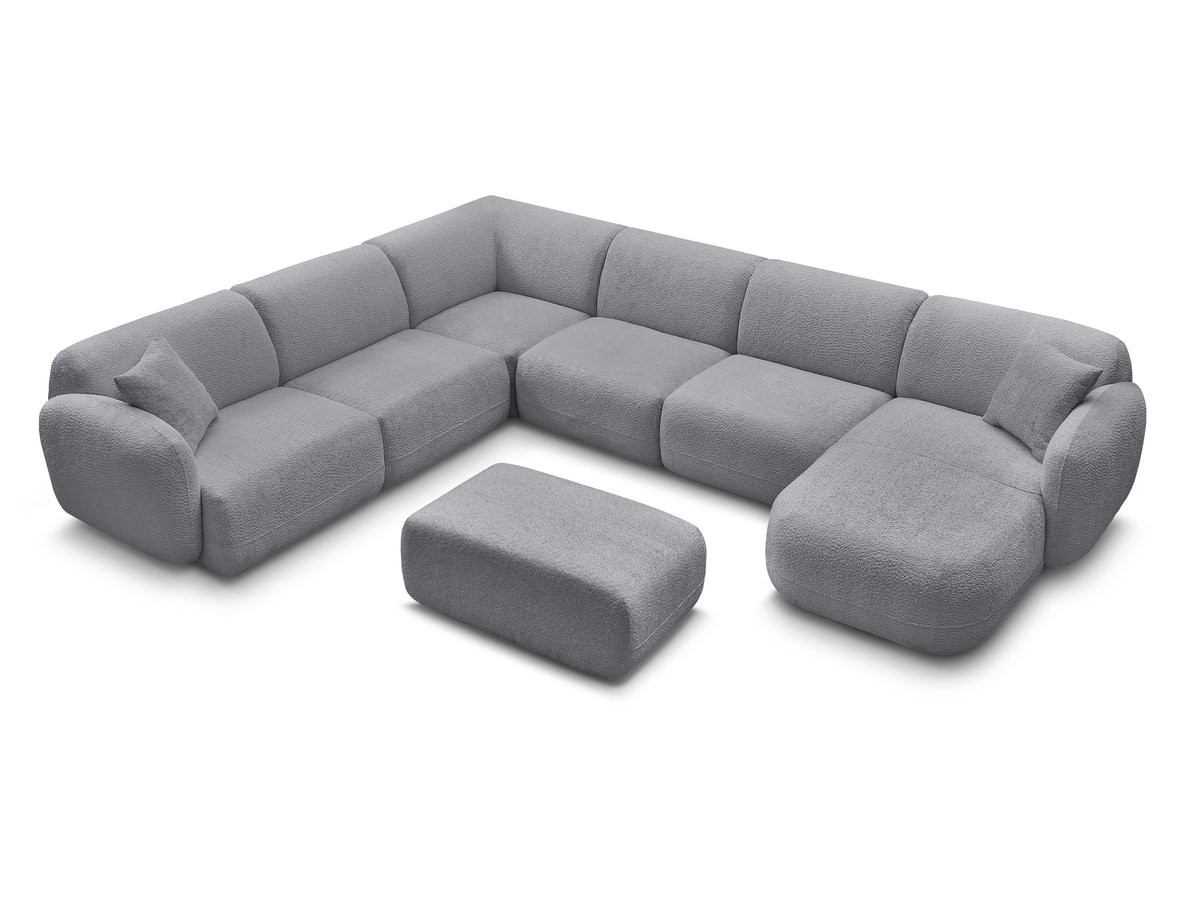 ANDA modulaire vaste panoramabank met 4 fauteuils, 1 chaise longue, 1 hoekelement en 1 poef.