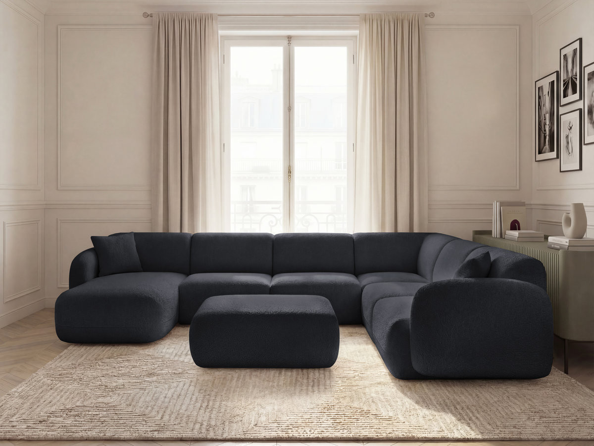 Canapé panoramique fixe modulable ANDA avec 4 chauffeuses, 1 méridienne, 1 angle et 1 pouf
