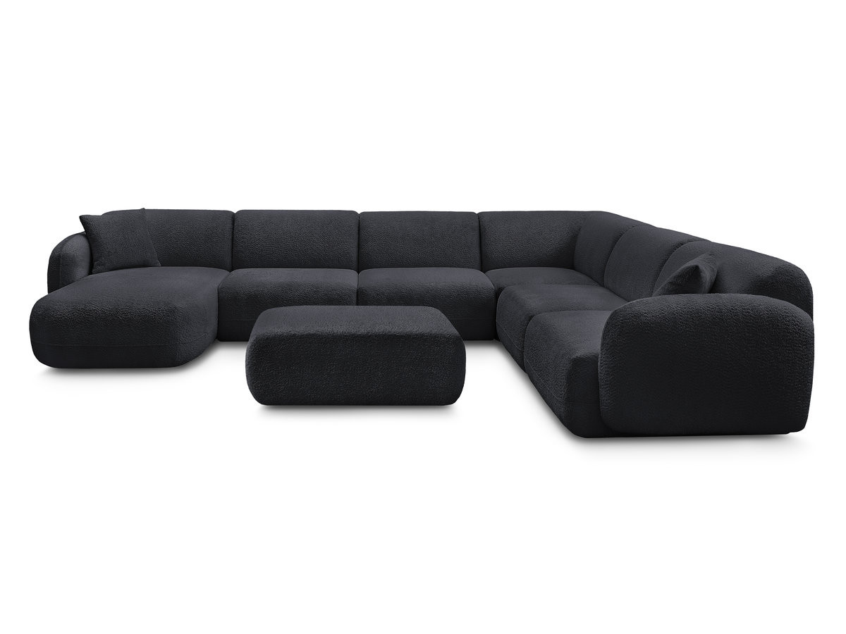 Canapé panoramique fixe modulable ANDA avec 4 chauffeuses, 1 méridienne, 1 angle et 1 pouf