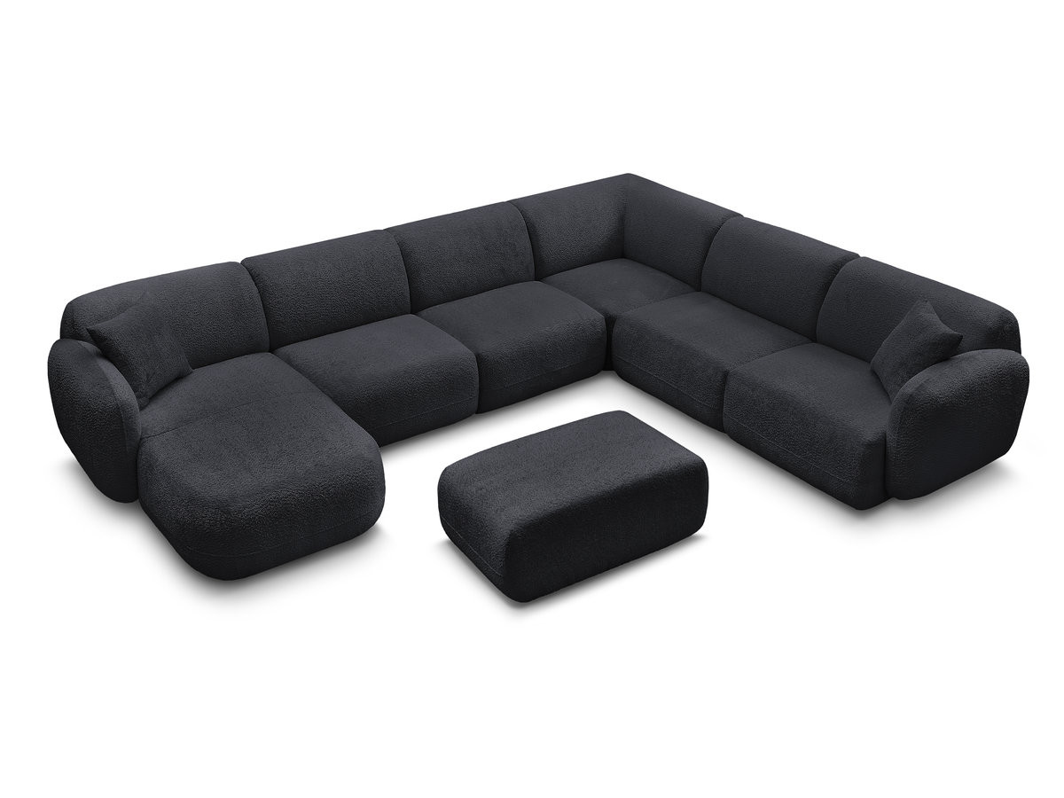 Canapé panoramique fixe modulable ANDA avec 4 chauffeuses, 1 méridienne, 1 angle et 1 pouf