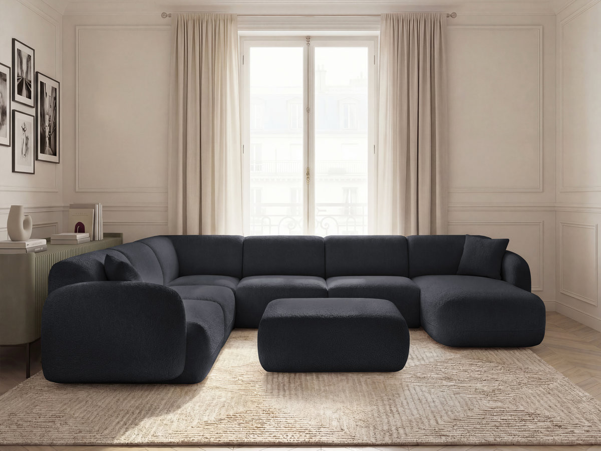 ANDA modulaire vaste panoramabank met 4 fauteuils, 1 chaise longue, 1 hoekelement en 1 poef.