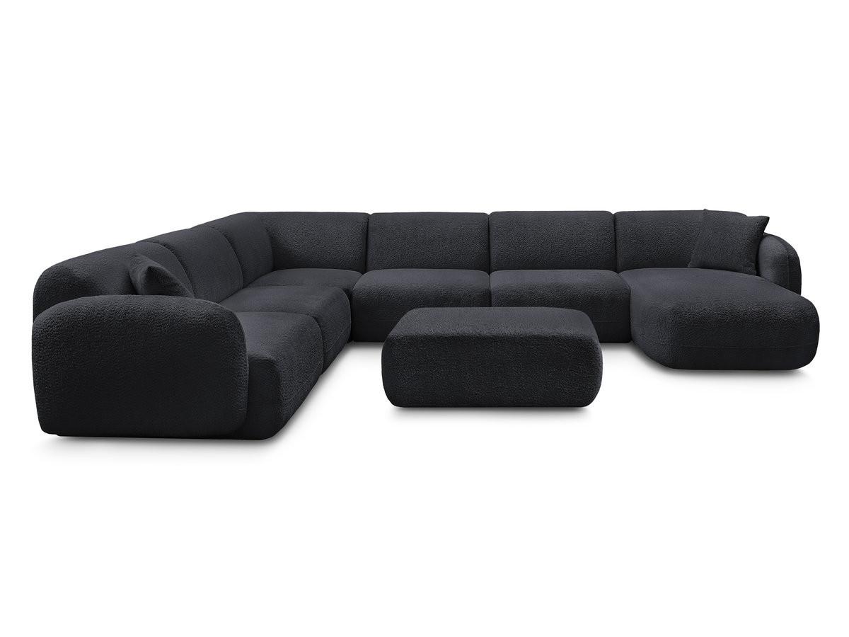 ANDA modulaire vaste panoramabank met 4 fauteuils, 1 chaise longue, 1 hoekelement en 1 poef.