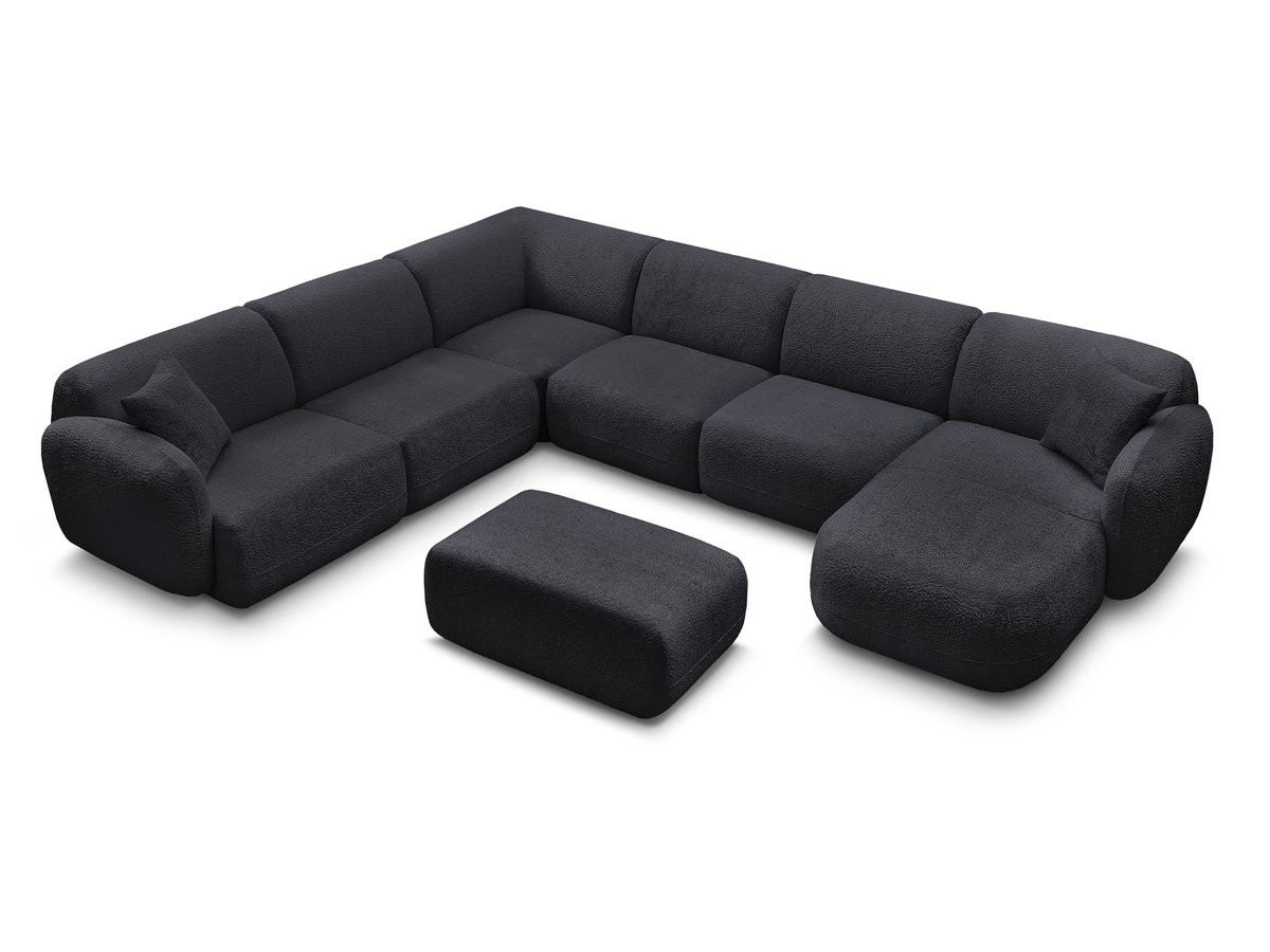 ANDA modulaire vaste panoramabank met 4 fauteuils, 1 chaise longue, 1 hoekelement en 1 poef.