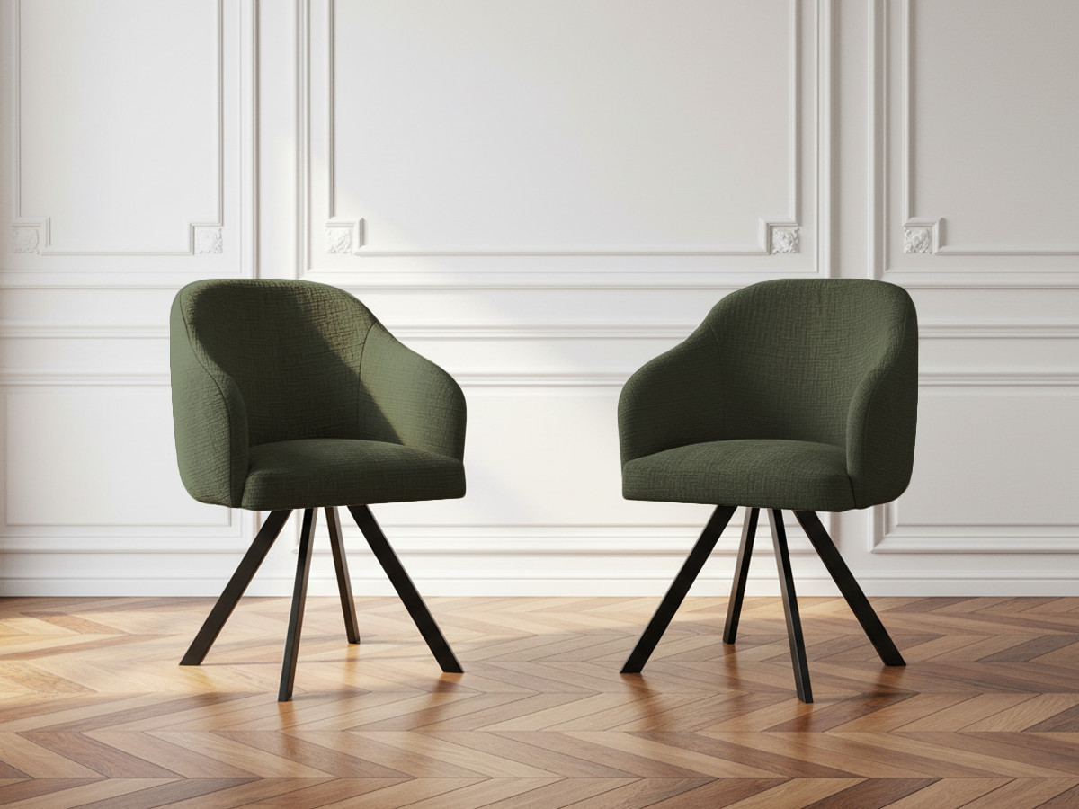 Lot de chaises SOPHIE texturé et pieds étoile vert