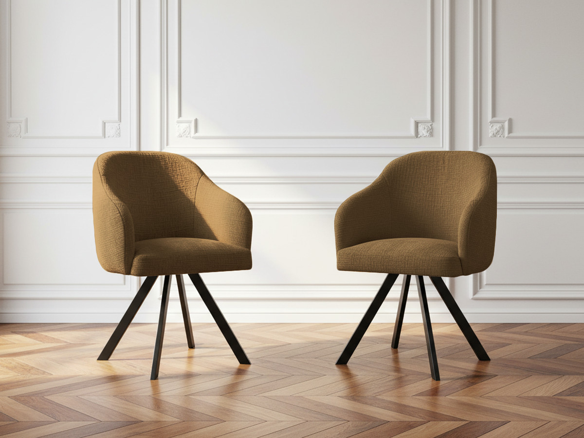 Lot de chaises SOPHIE texturé et pieds étoile jaune