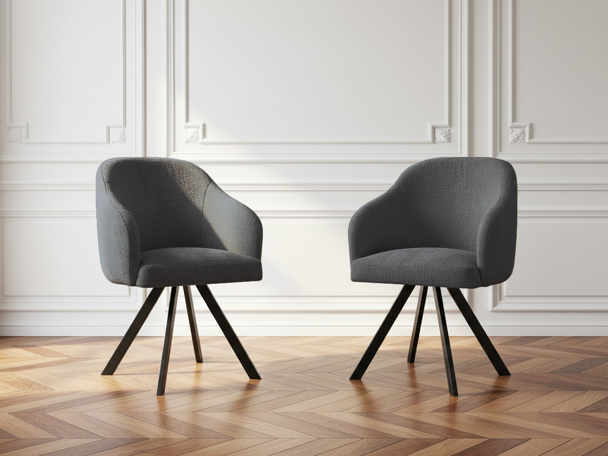 Lot de chaises SOPHIE texturé et pieds étoile gris foncé