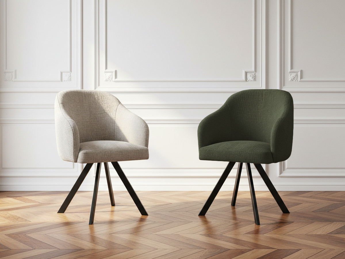 Lot de chaises SOPHIE texturé et pieds étoile beige et vert