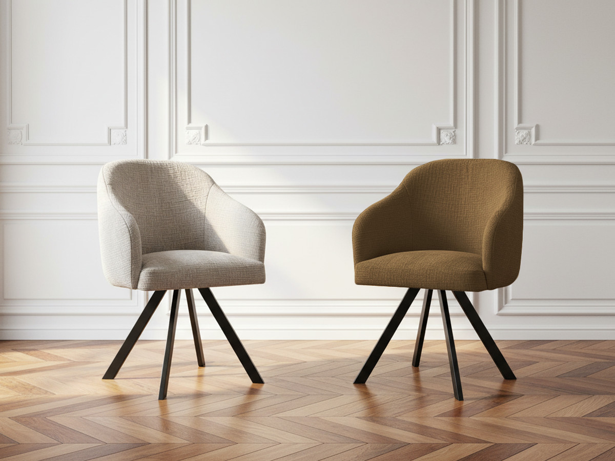 Lot de chaises SOPHIE tissu texturé et pieds étoile