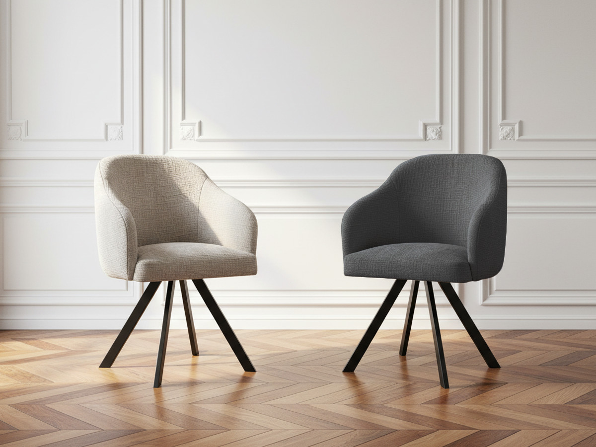 Lot de chaises SOPHIE texturé et pieds étoile beige et gris foncé