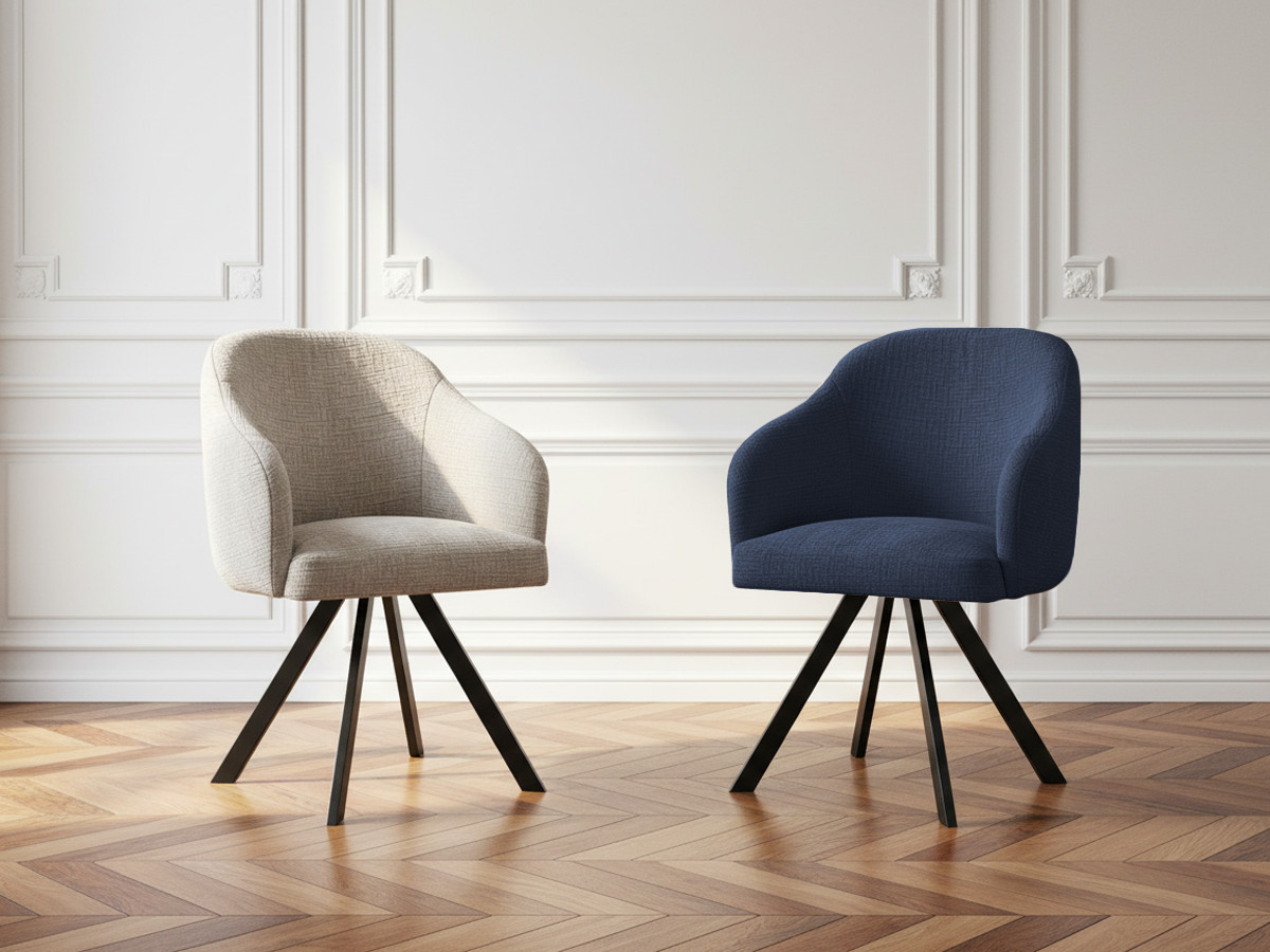 Lot de chaises SOPHIE tissu texturé et pieds étoile