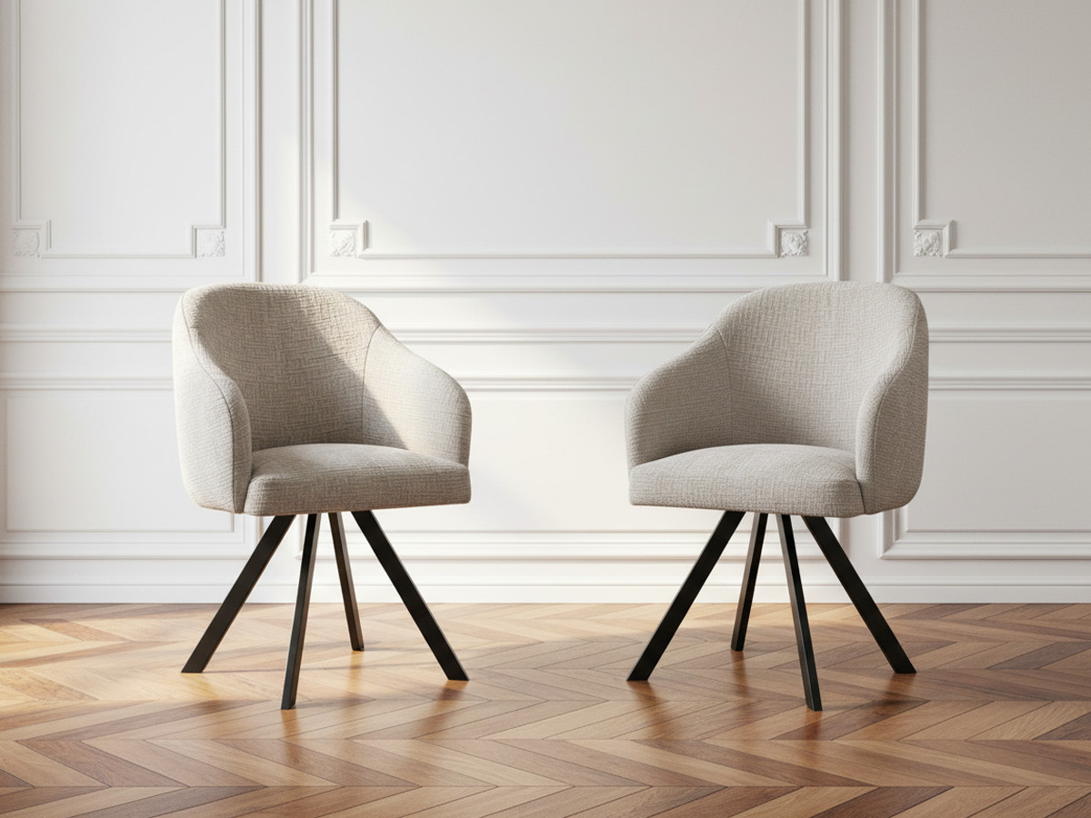 Lot de chaises SOPHIE texturé et pieds étoile beige