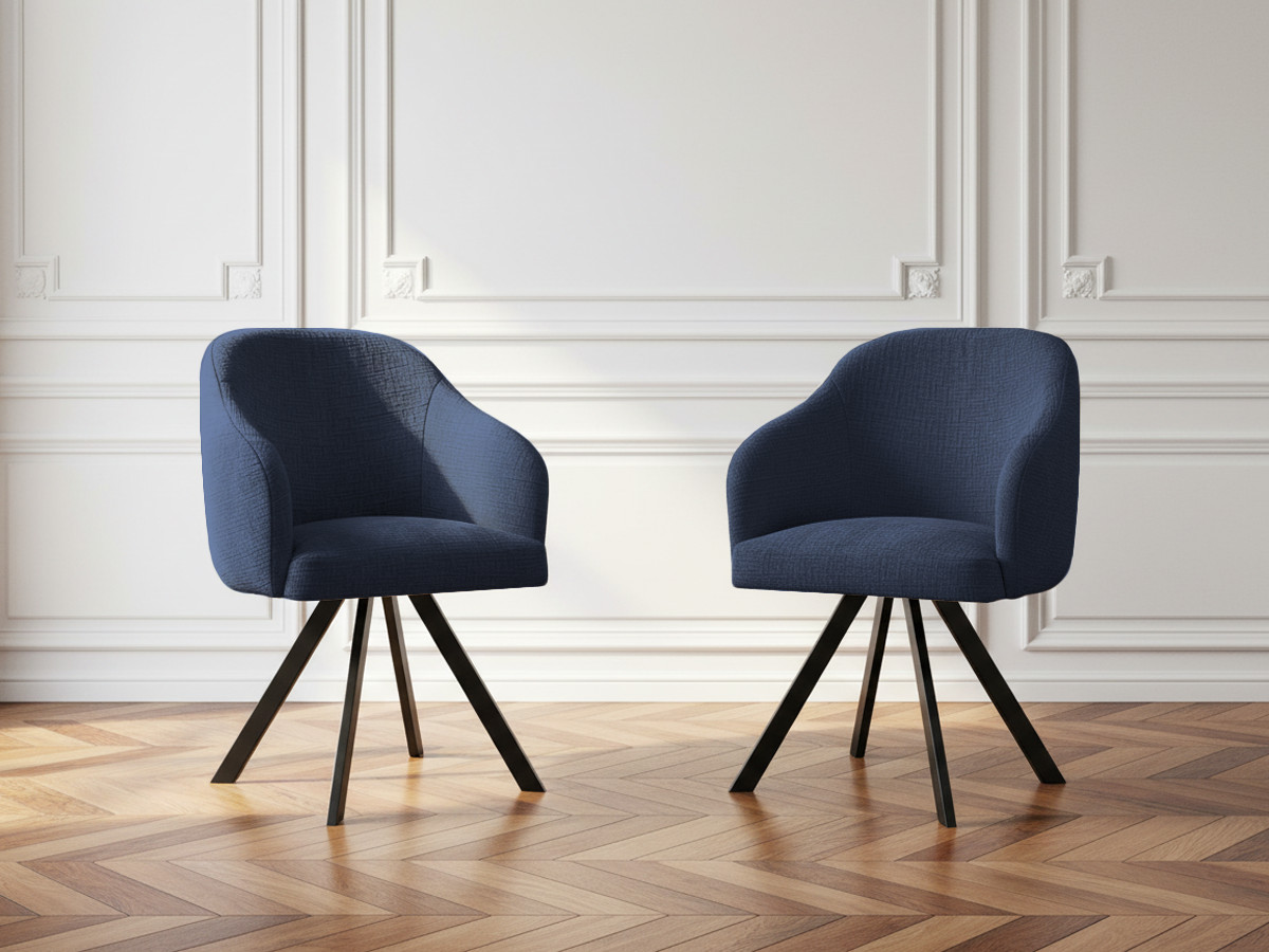 Lot de chaises SOPHIE tissu texturé et pieds étoile