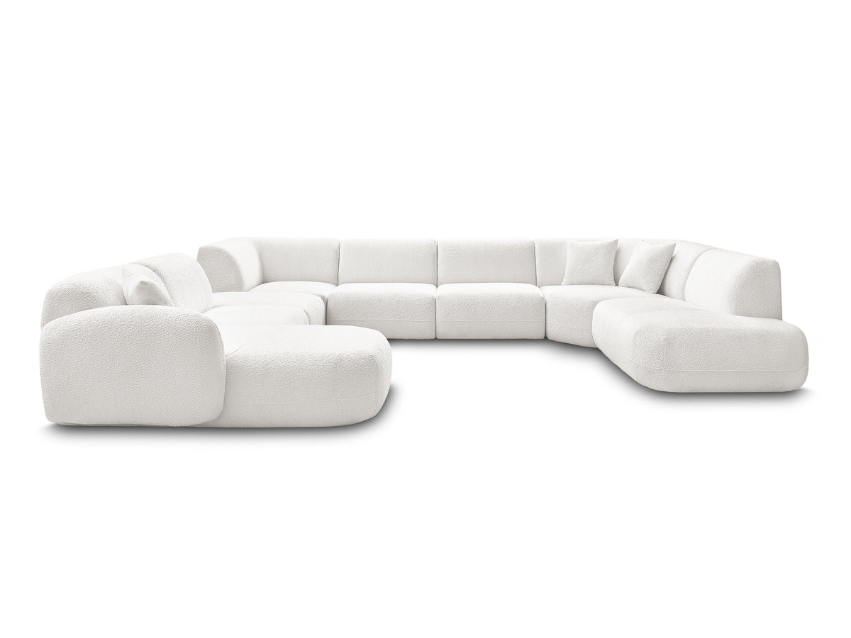 Canapé panoramique fixe modulable ANDA avec 3 chauffeuses, 1 méridienne, 2 angles et 1 pouf