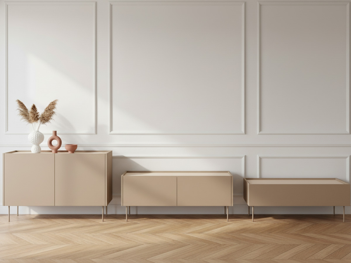 Ensemble ATLAS avec buffet 120 cm + meuble TV 120 cm + table basse 120 cm beige — vue 6