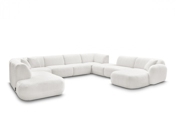 Canapé panoramique fixe modulable ANDA avec 3 chauffeuses, 1 méridienne, 2 angles et 1 pouf