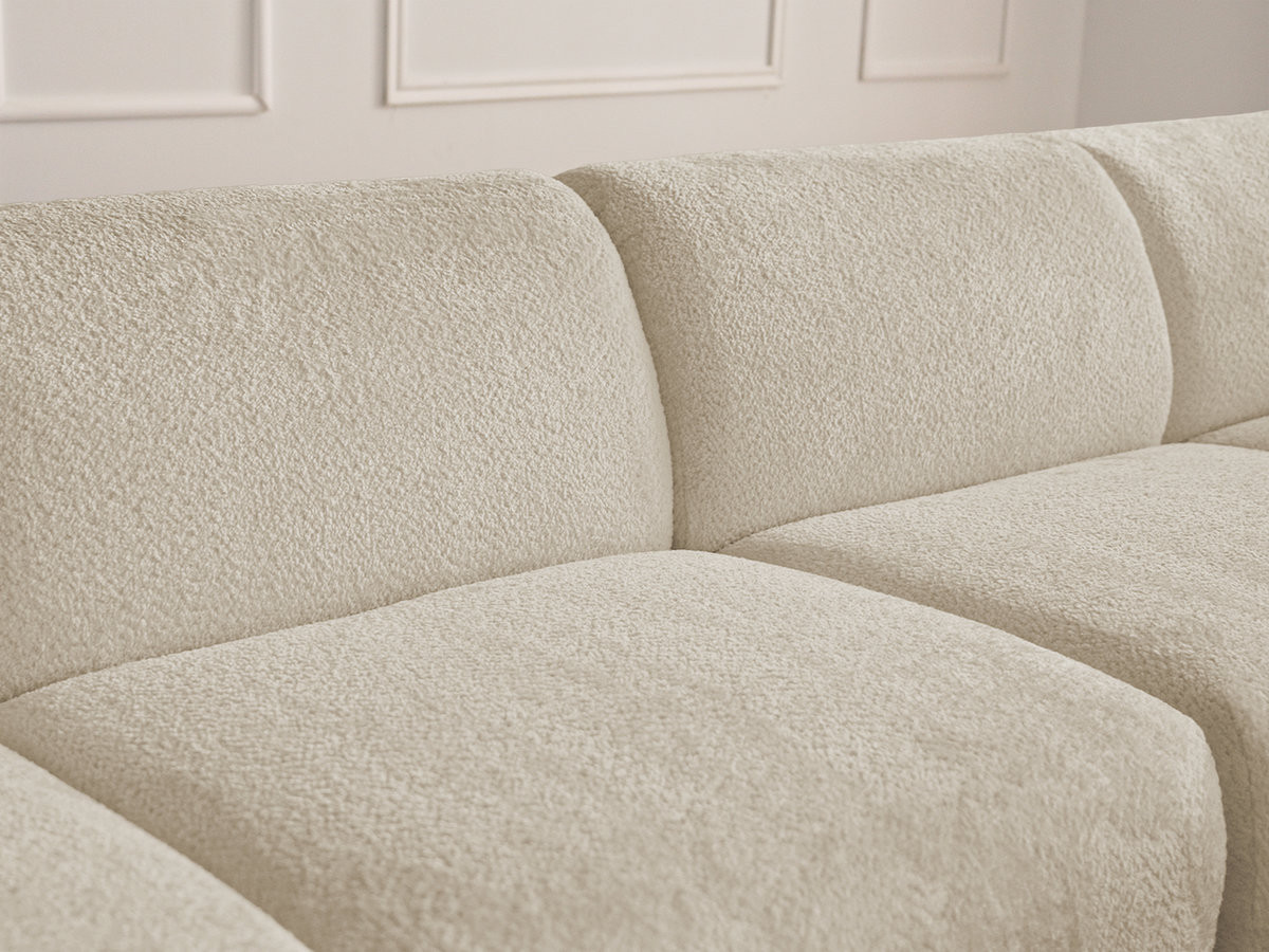 Canapé panoramique fixe modulable ANDA avec 3 chauffeuses, 1 méridienne, 2 angles et 1 pouf