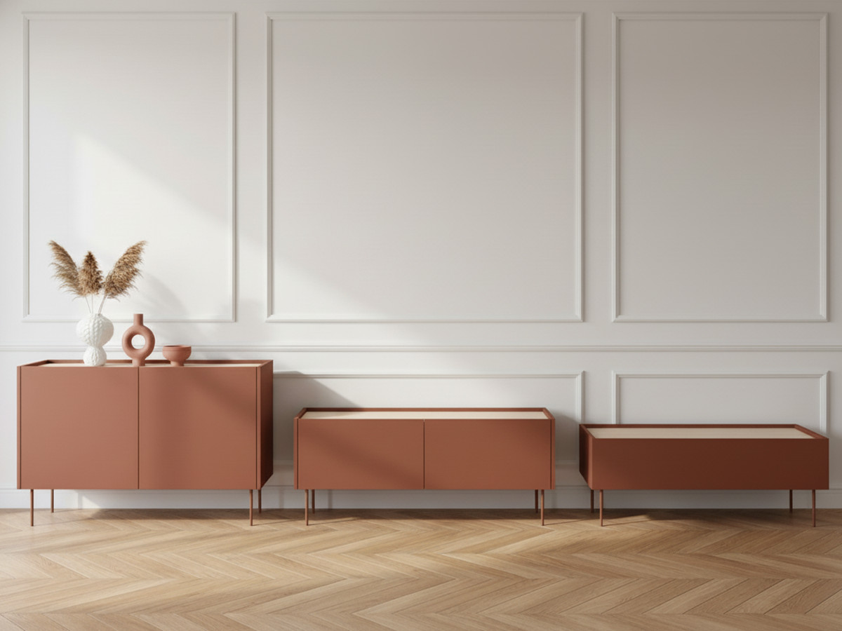 Ensemble ATLAS avec buffet 120 cm + meuble TV 120 cm + table basse 120 cm rouge — vue 6