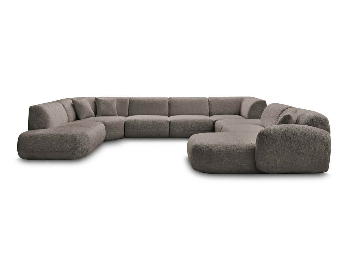 Canapé panoramique fixe modulable ANDA avec 3 chauffeuses, 1 méridienne, 2 angles et 1 pouf