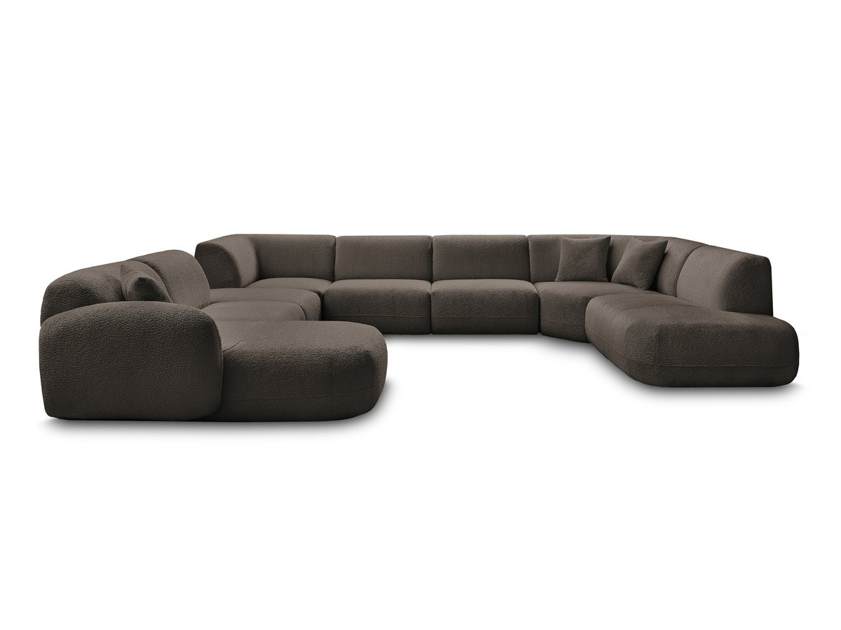 Canapé panoramique fixe modulable ANDA avec 3 chauffeuses, 1 méridienne, 2 angles et 1 pouf