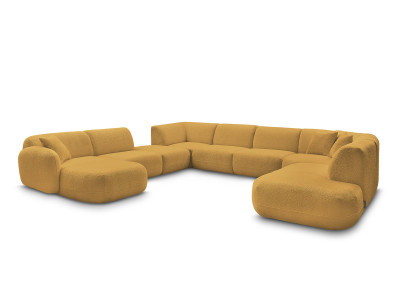 Canapé panoramique fixe modulable ANDA avec 3 chauffeuses, 1 méridienne, 2 angles et 1 pouf