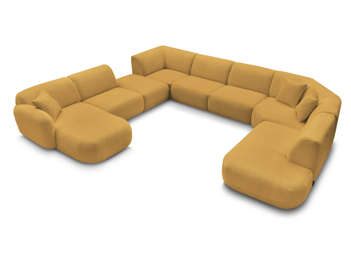 Canapé panoramique fixe modulable ANDA avec 3 chauffeuses, 1 méridienne, 2 angles et 1 pouf