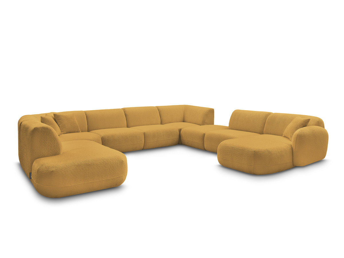 Canapé panoramique fixe modulable ANDA avec 3 chauffeuses, 1 méridienne, 2 angles et 1 pouf