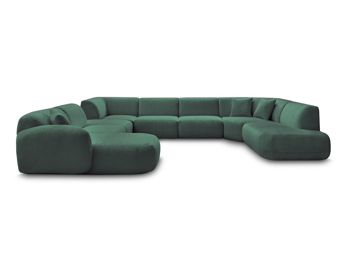 Canapé panoramique fixe modulable ANDA avec 3 chauffeuses, 1 méridienne, 2 angles et 1 pouf