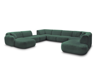 Canapé panoramique fixe modulable ANDA avec 3 chauffeuses, 1 méridienne, 2 angles et 1 pouf