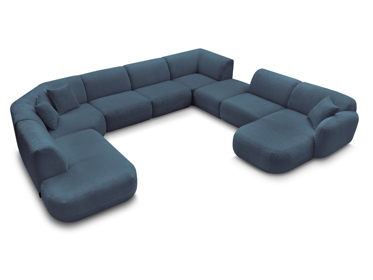 Canapé panoramique fixe modulable ANDA avec 3 chauffeuses, 1 méridienne, 2 angles et 1 pouf