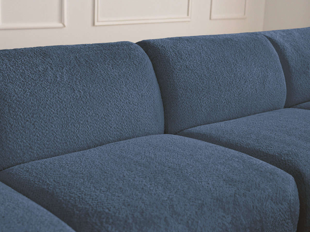 Canapé panoramique fixe modulable ANDA avec 3 chauffeuses, 1 méridienne, 2 angles et 1 pouf