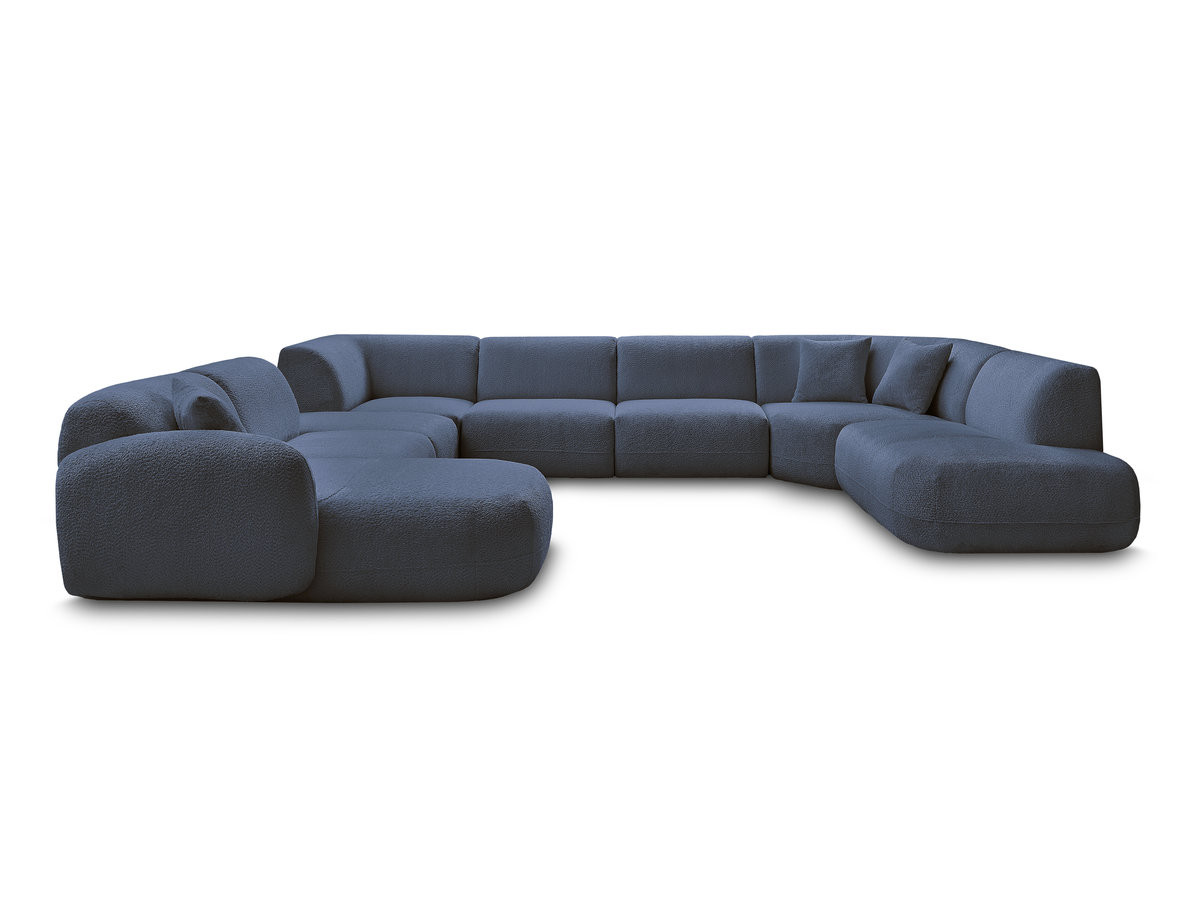 Canapé panoramique fixe modulable ANDA avec 3 chauffeuses, 1 méridienne, 2 angles et 1 pouf