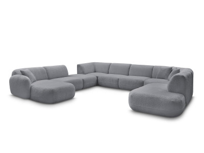 Canapé panoramique fixe modulable ANDA avec 3 chauffeuses, 1 méridienne, 2 angles et 1 pouf