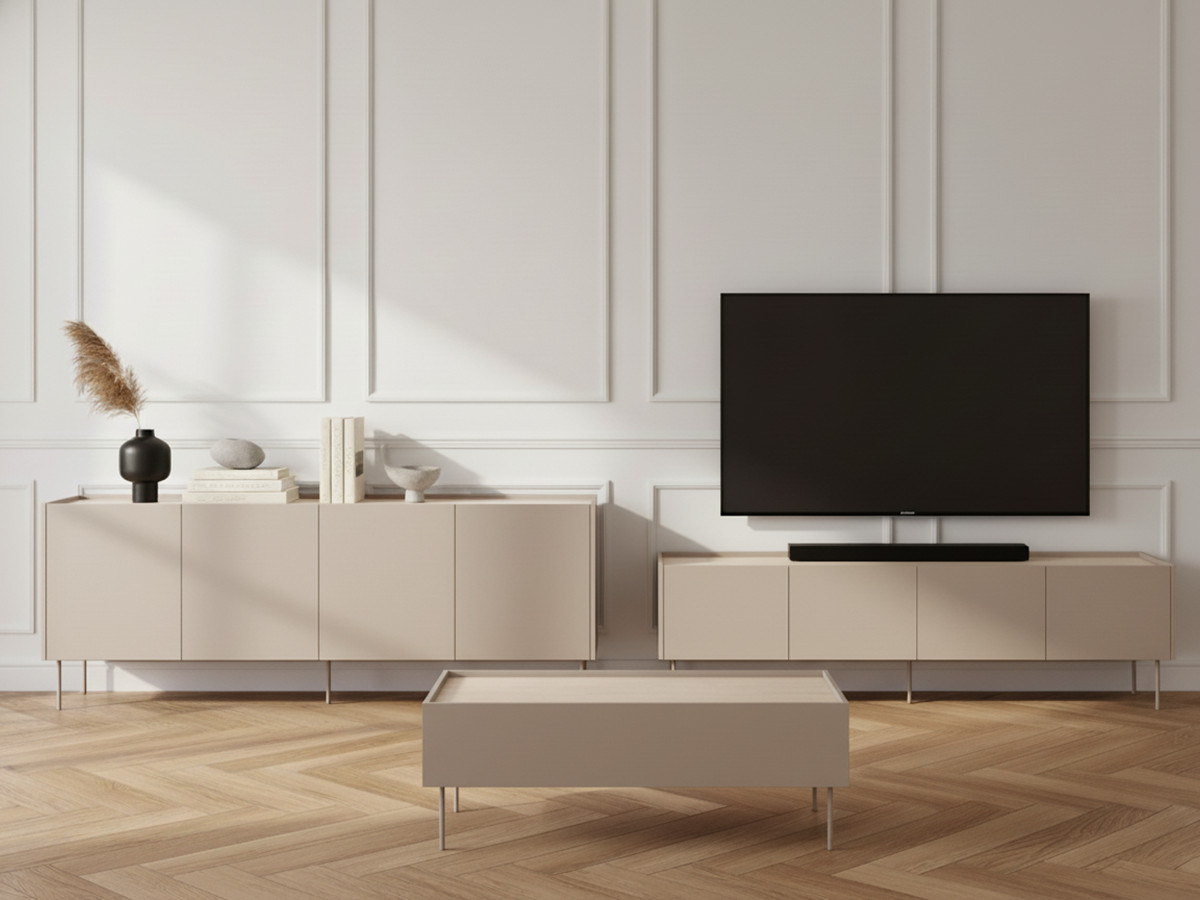 Ensemble ATLAS avec buffet 220 cm + meuble TV 220 cm + table basse 120 cm beige — vue 5