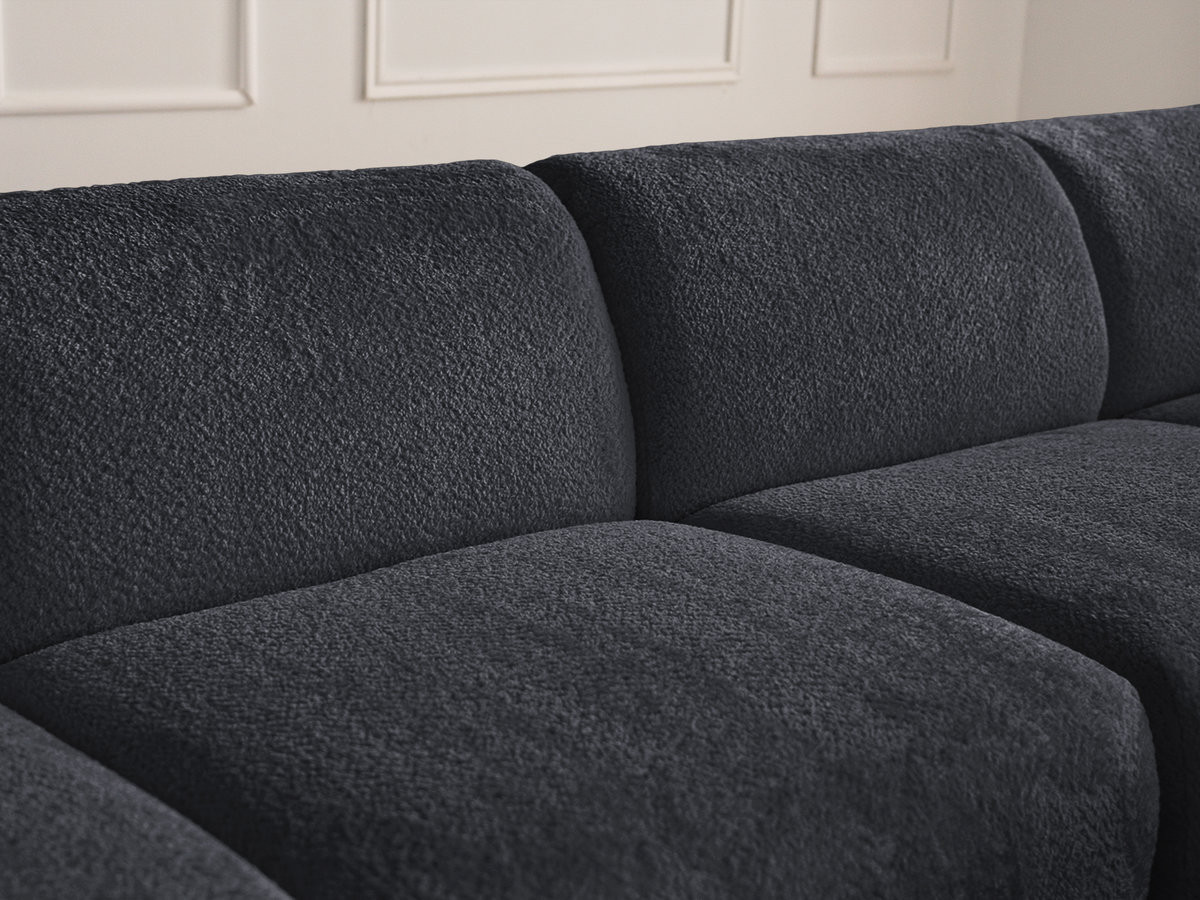 Canapé panoramique fixe modulable ANDA avec 3 chauffeuses, 1 méridienne, 2 angles et 1 pouf