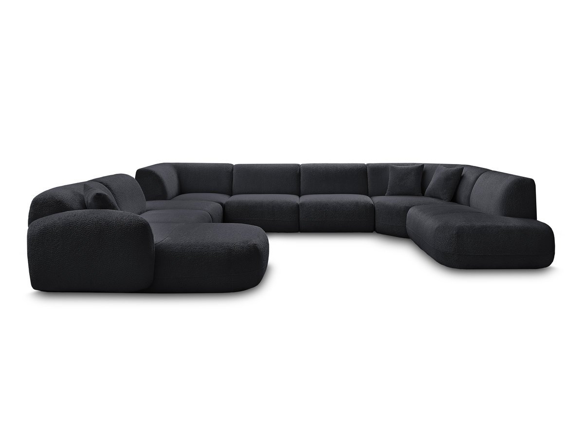 Canapé panoramique fixe modulable ANDA avec 3 chauffeuses, 1 méridienne, 2 angles et 1 pouf