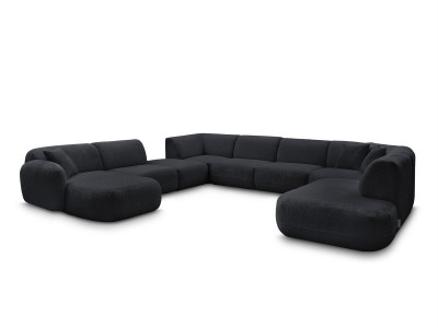 Canapé panoramique fixe modulable ANDA avec 3 chauffeuses, 1 méridienne, 2 angles et 1 pouf