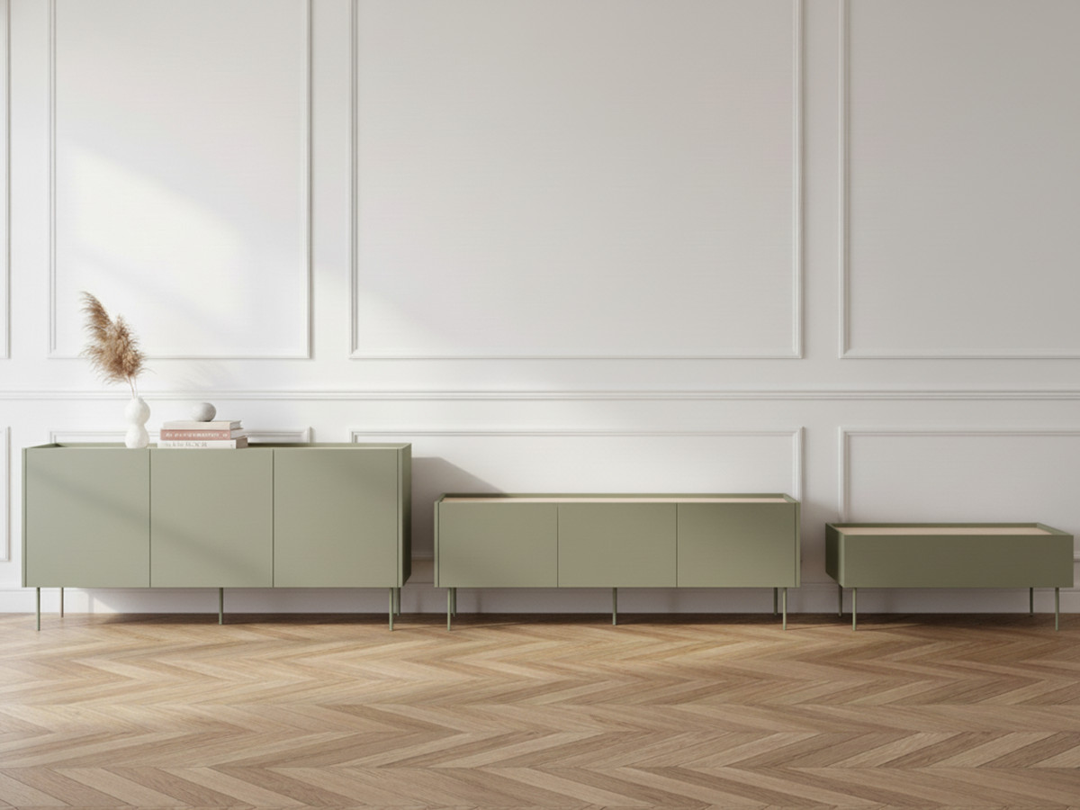 Ensemble ATLAS avec buffet 170 cm + meuble TV 170 cm + table basse 120 cm vert — vue 5