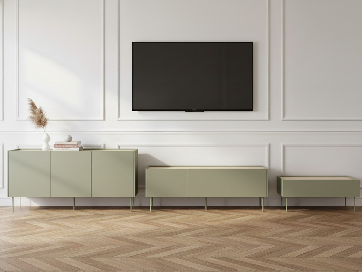 Ensemble ATLAS avec buffet 170 cm + meuble TV 170 cm + table basse 120 cm vert — vue 6
