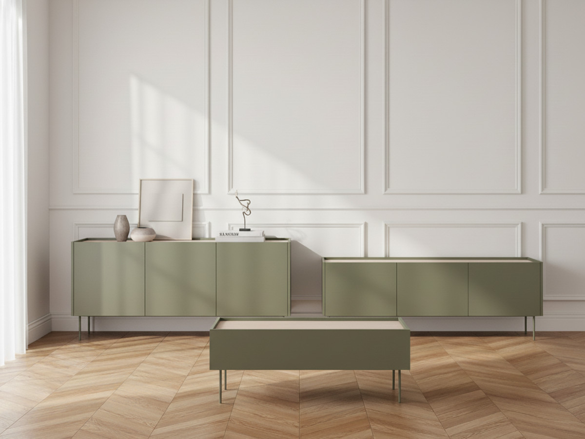 Ensemble ATLAS avec buffet 170 cm + meuble TV 170 cm + table basse 120 cm vert — vue 4