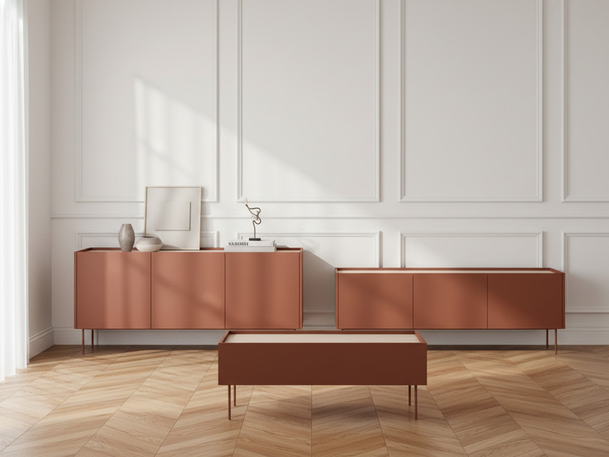 Ensemble ATLAS avec buffet 170 cm + meuble TV 170 cm + table basse 120 cm rouge — vue 4