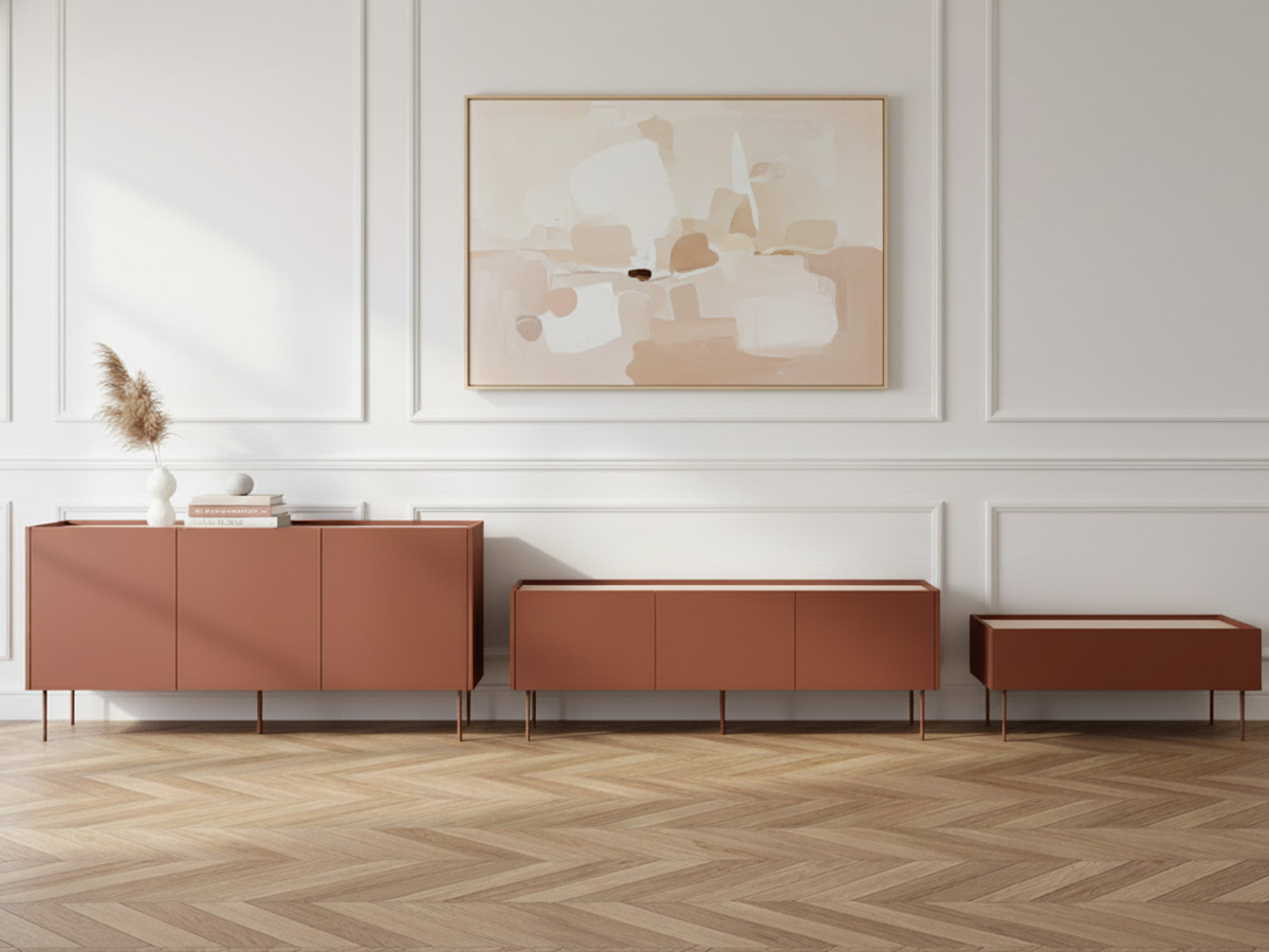 Ensemble ATLAS avec buffet 170 cm + meuble TV 170 cm + table basse 120 cm rouge — vue 5