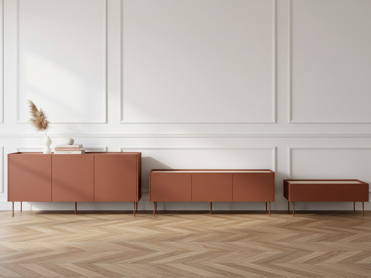 Ensemble ATLAS avec buffet 170 cm + meuble TV 170 cm + table basse 120 cm rouge — vue 6
