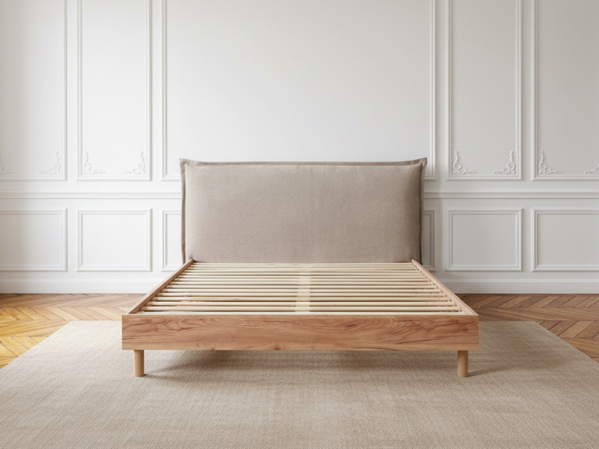 Lit CHARLIE avec lattes massives beige — vue 6